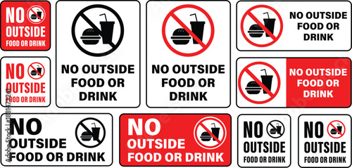 sign no outside food and drink notice with white background sticker poster editable in vector