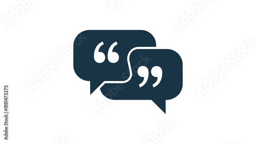 Two overlapping speech bubbles with quotation marks, representing conversation and communication.