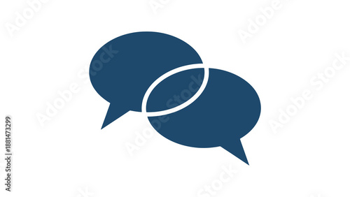 Two overlapping speech bubbles, representing communication, dialogue, and conversation.