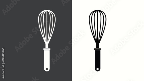 A detailed image of a whisk, a kitchen utensil used for mixing ingredients.