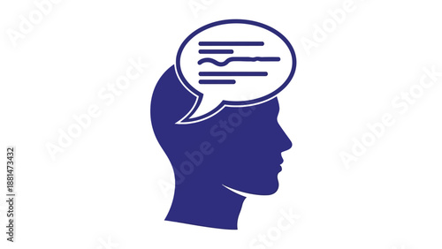 Silhouette of a head with a speech bubble, representing thoughts and communication.