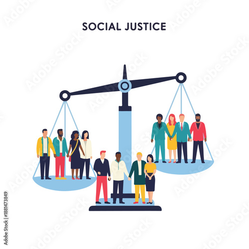 A diverse group of people standing on scales