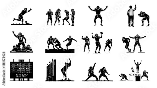 Sports Referee Silhouettes in Various Action Poses and Gestures