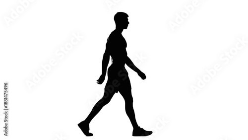 A man walks alone in a city street scene vector illustration