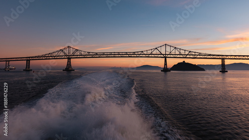 Canvas Print Richmond-San Rafael Bridge and San Francisco Skyline at Sunset