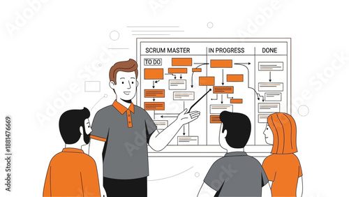 Agile Scrum Team Meeting Planning Workflow Board