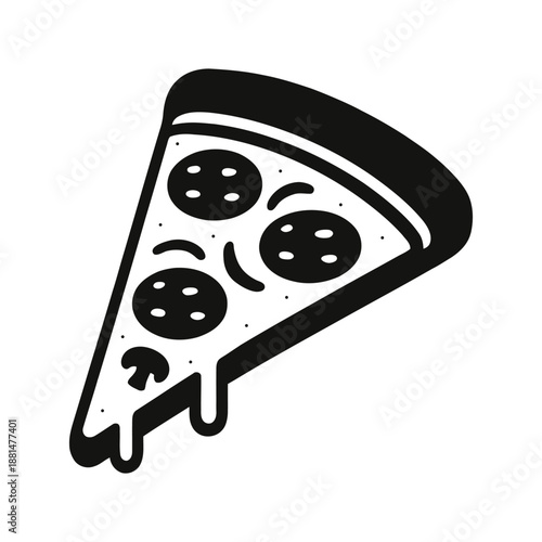 Silhouette of a smiling slice of pizza with melted cheese