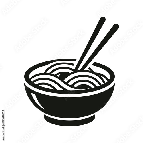 Silhouette of a bowl of noodles with chopsticks