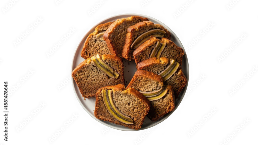 Naklejka premium sliced banana bread on a plate