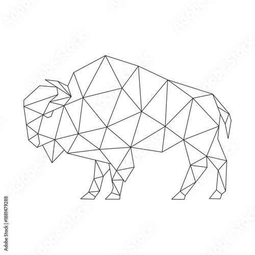 Polygonal line art of bison vector