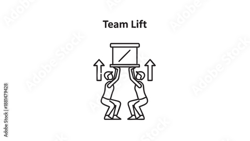 Two people performing a team lift of a heavy box together