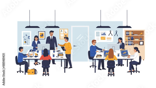 Office Meeting Colleagues Working Together Teamwork.