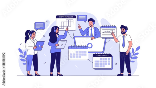 Teamwork and Planning: Business People Organizing Schedules and Calendars