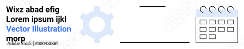Workflow automation, scheduling tools, time management, planning systems, productivity enhancement, task organization. Gear and calendar icons with text elements. Workflow and scheduling concepts in