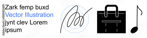 Business branding, legal documentation, music industry, signature approval, professional identity, productivity tools. Handwritten signature, briefcase and musical note design. Business branding