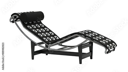 Modern Black and White Polka Dot Chaise Lounge Chair