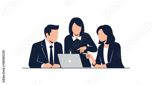 Business Professionals Working Together on Laptop.