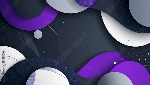 Stylish abstract design with dynamic overlapping purple and grey geometric shapes, creating a modern and elegant background for various digital projects