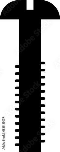 Self Tapping Screw Black Flat Style Vector Icon Fastener Hardware Symbol and Construction Outline Graphic Group Featuring Screw, Bolt and Fixing Equipment