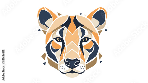 Geometric Sketch of a Majestic Lion's Head with Abstract Tribal Patterns and Vibrant Color Palette - Stylized Animal Art