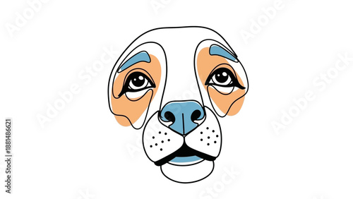 A charming digital sketch of a loyal dog's friendly face, illustrating expressive line art and subtle color details, creating an endearing modern animal illustration