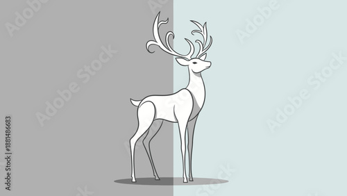 A beautiful and intricate line art sketch depicting a proud deer with impressive antlers, designed as a minimalist vector graphic, capturing the essence of wildlife in an elegant artistic concept