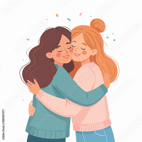 Two women embracing each other with affection and warmth in a tender moment of friendship and love
