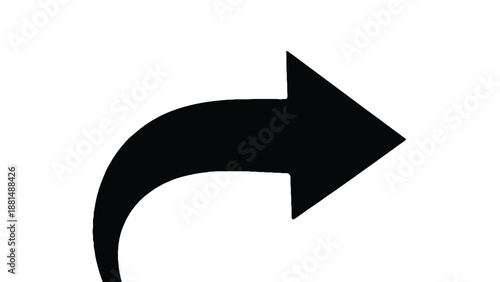 Simple black arrow pointing to the right for directional guidance and navigation purposes in graphic design and user interface applications