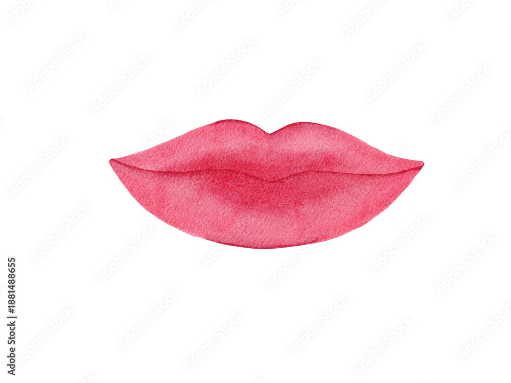 Fototapeta premium watercolor illustration of pink lips