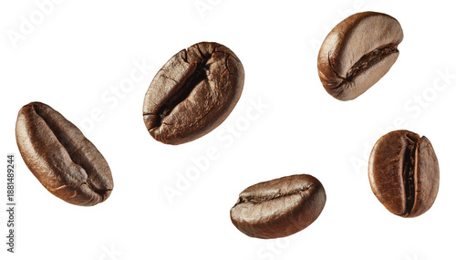 Εκτύπωση καμβά Flat lay set of roasted coffee beans isolated on white background