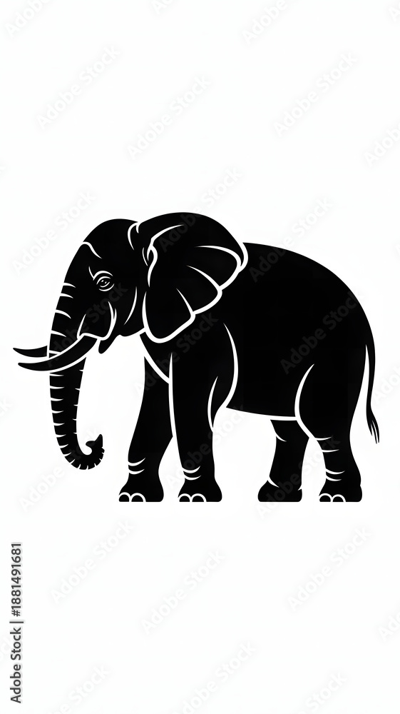 Fototapeta premium Bold Elephant Silhouette Icon in Modern Minimal Style