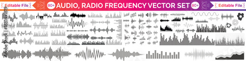 Sound wave and music digital equalizer panel. Soundwave amplitude sonic beat pulse voice visualization vector illustration