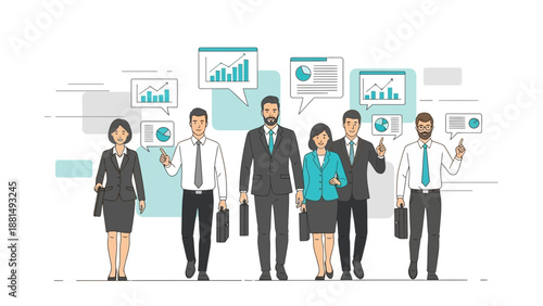 Business Team Collaboration and Strategy Planning with Data Analytics