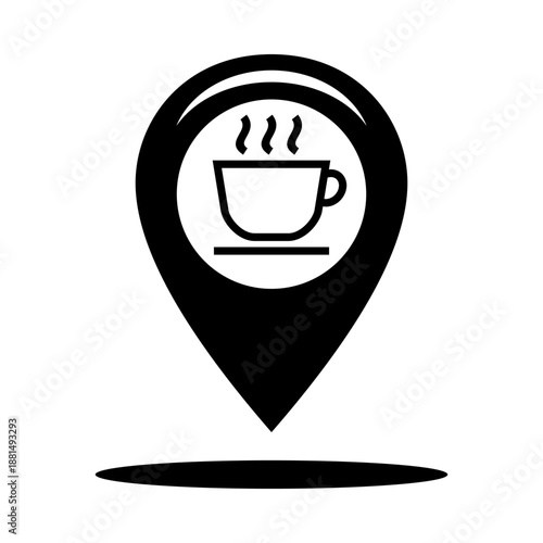 Coffee Shop Location Pin With Hot Drink Icon