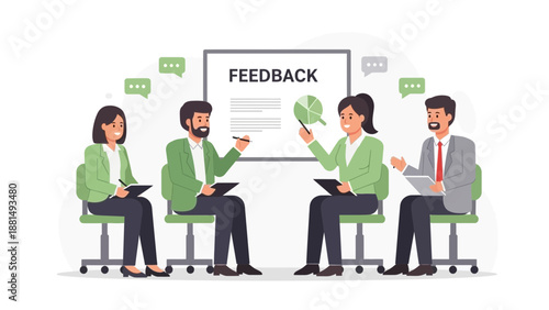 Business meeting with feedback presentation and discussion