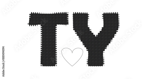 Wallpaper Mural Pixelated TY text PNG, Retro Thank You doodle, 8-bit TY lettering with heart Torontodigital.ca