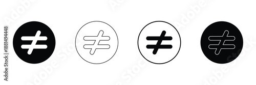 Not equal icon, vector illustration. Flat design style. vector not equal icon illustration isolated on White background, not equal icon. Vector illustration eps 10 .