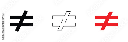 Not equal icon, vector illustration. Flat design style. vector not equal icon illustration isolated on White background, not equal icon. Vector illustration eps 10 .