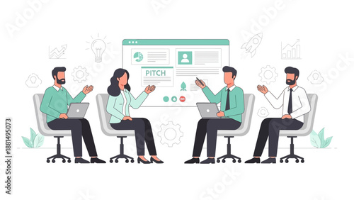 Business Meeting Pitch Presentation - Team Collaboration and Strategy