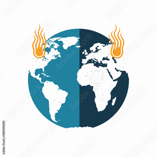 Planet Earth on Fire: Global Warming and Climate Change Concept