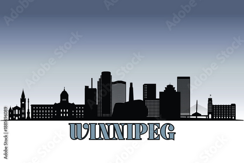 Foto Global city Indianapolis shown in a detailed vector skyline with grey rainy sky