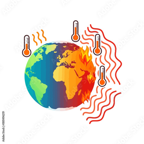 Global Warming Climate Change Earth Heat Temperature Thermometer Fire