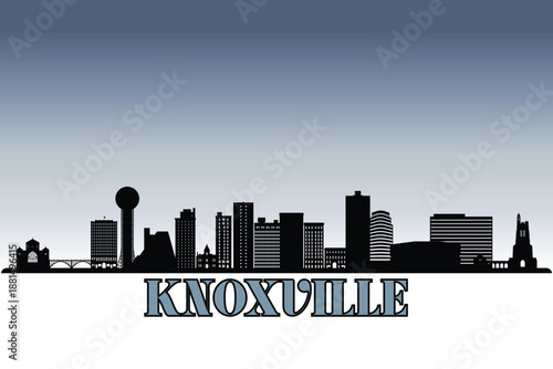 Photos Global city Knoxville shown in a detailed vector skyline with grey rainy sky