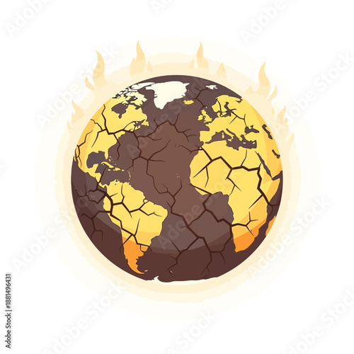 Cracked Earth Planet Burning With Global Warming Concept Illustration