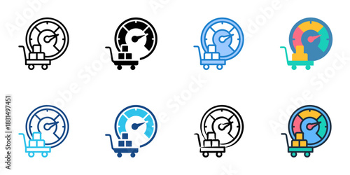 Procurement KPIs icons set multiple style collection. Editable stroke 
