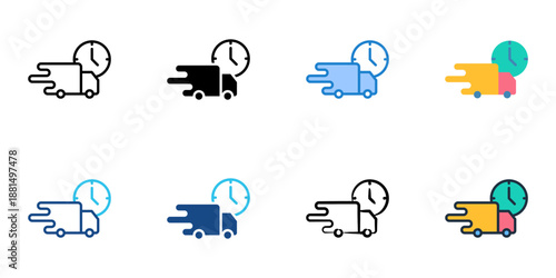 Supplier Deliveries icons set multiple style collection. Editable stroke 
