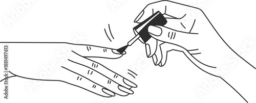 Hand Applying Nail Polish Manicure Illustration.
