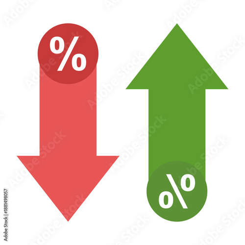 Percent symbol increase growth and decrease icon.