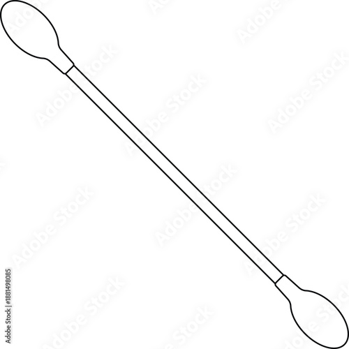 Cotton Swab Outline Icon Illustration on White Background