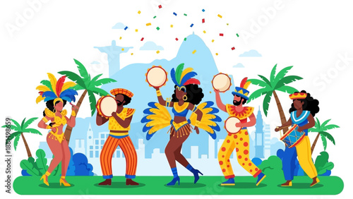 Realistic Brazilian carnival illustration Free.  
